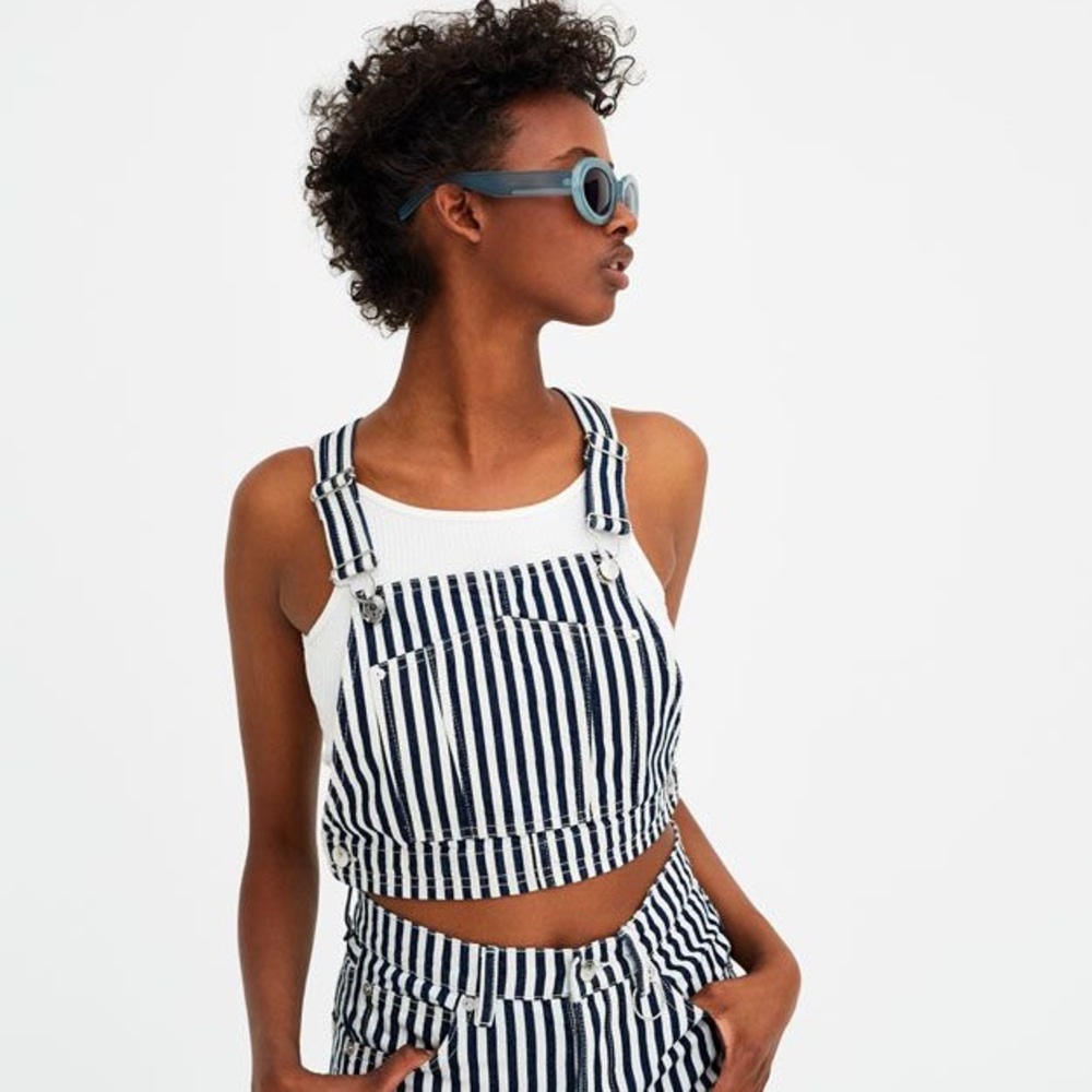 Pull and Bear Striped Overall Top